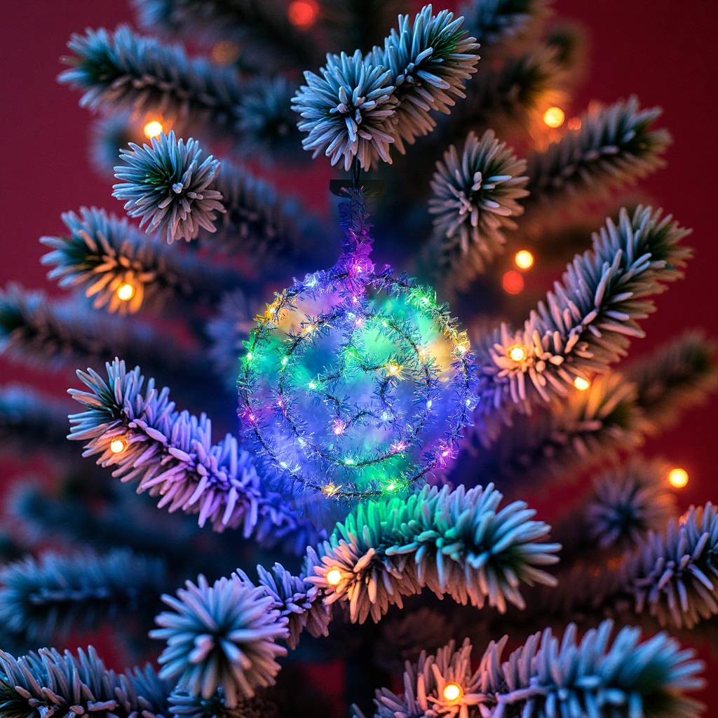 Christmas LED lights, colorful circular pendants, five-pointed star decorations, Christmas tree decoration props, office culture, Christmas supplies details Picture