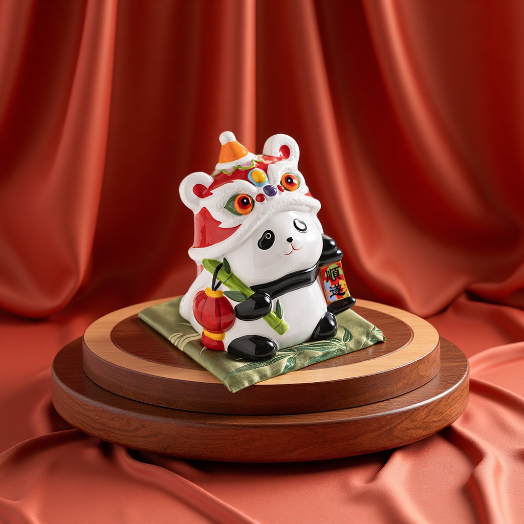 "Money Cat Piggy bank, Fubao Panda figant, cute cat ceramic piggy bank, adorable gift, anime handicraft decoration. Specification image