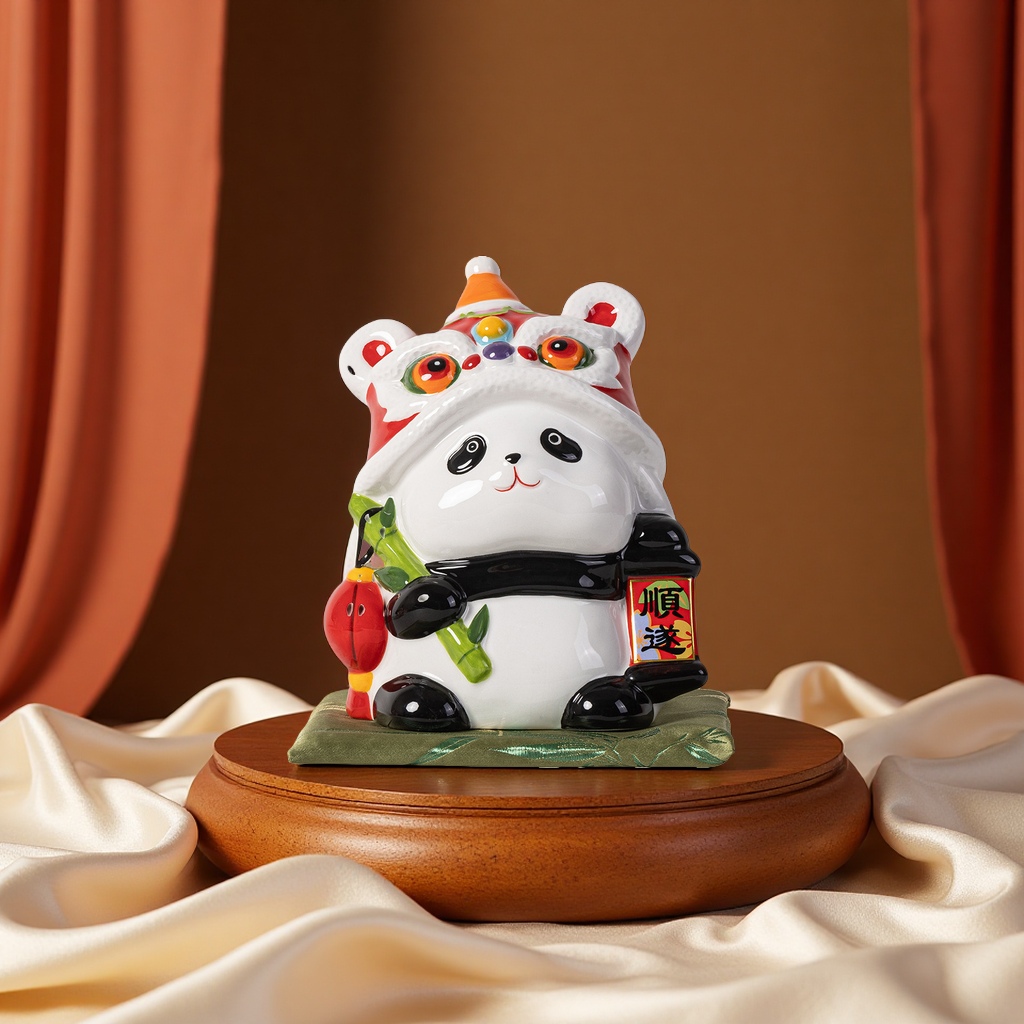 "Money Cat Piggy bank, Fubao Panda figant, cute cat ceramic piggy bank, adorable gift, anime handicraft decoration. Item Picture