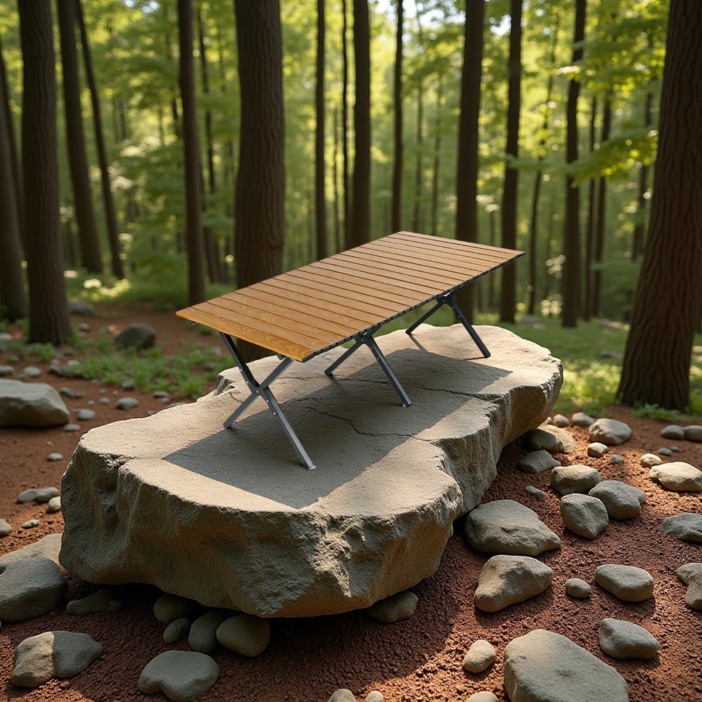 Outdoor egg roll table, carbon steel folding portable camping picnic table and chairs, multi-purpose simple furniture for self-driving Tours Item Picture