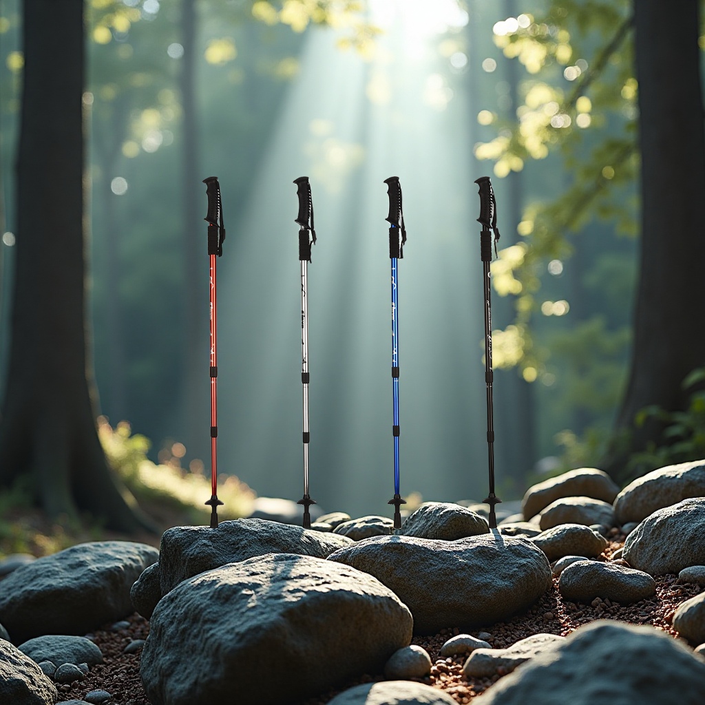 Cleye aluminum alloy three-section shock-absorbing T-handle hiking poles, hiking poles, outdoor sports, camping and skiing equipment, lightweight and durable Item Picture