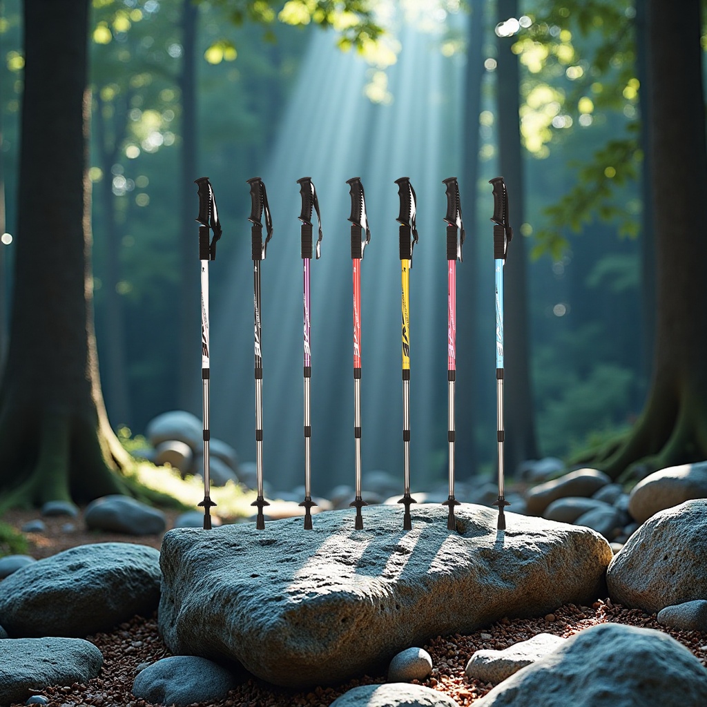 Cleye aluminum alloy hiking poles with telescopic straight handles, outdoor sports, camping, skiing, hiking and trekking poles manufacturer wholesale Item Picture