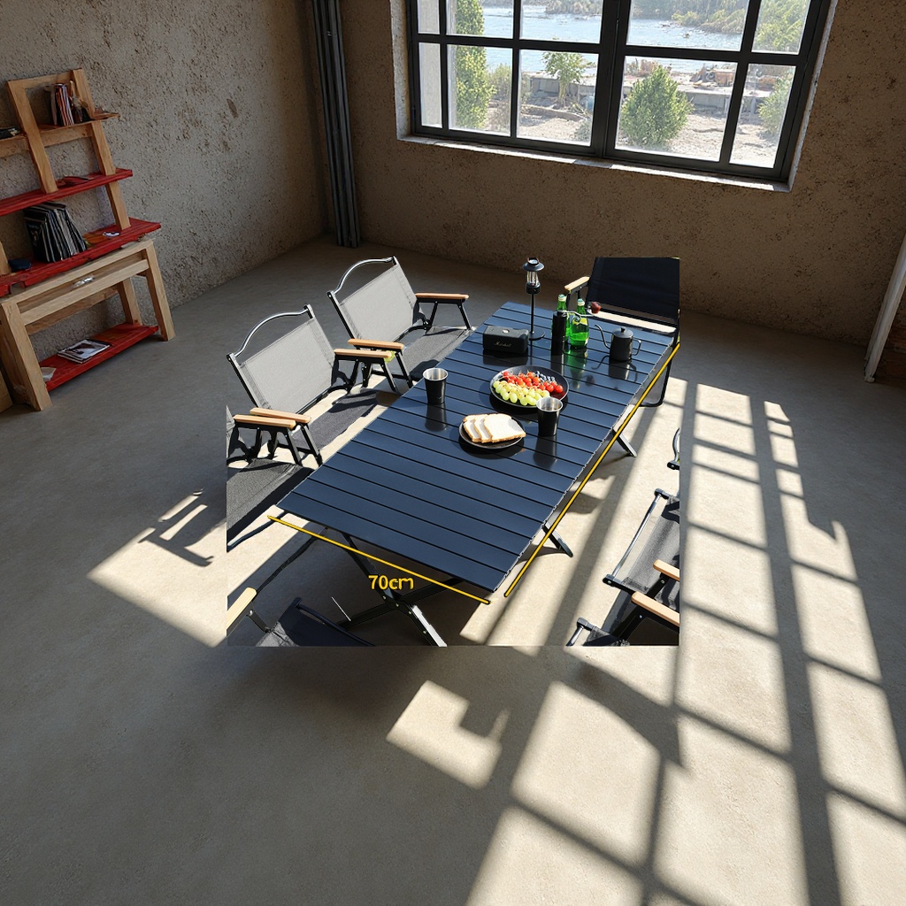 克米特户外蛋卷折叠桌厂家碳钢金属休闲露营便携桌椅批发现货