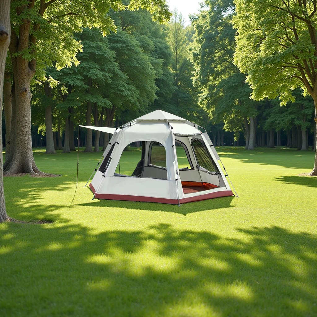 Outdoor fully automatic large-space tents for five to eight people, sun protection and rainproof family camping, hexagonal mountain camping supplies details Picture
