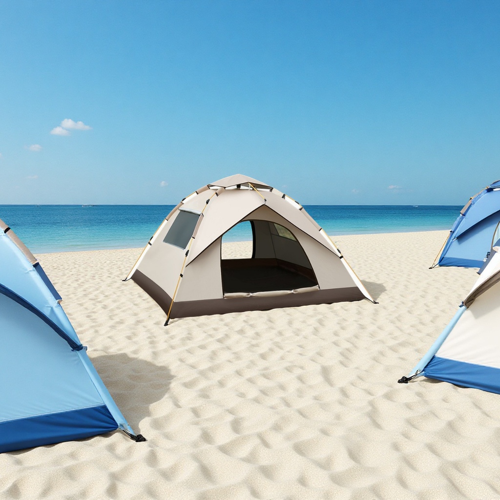 Outdoor sports fully automatic folding beach tents for 4-6 people, portable camping supplies without installation, wholesale in stock, mountain camping tent canopy accessories