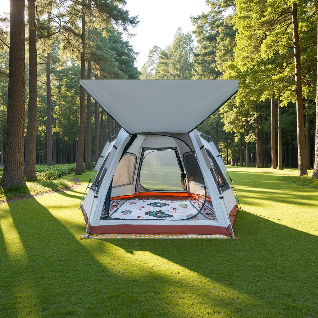Outdoor fully automatic large-space tents for five to eight people, sun protection and rainproof family camping, hexagonal mountain camping supplies Specification image