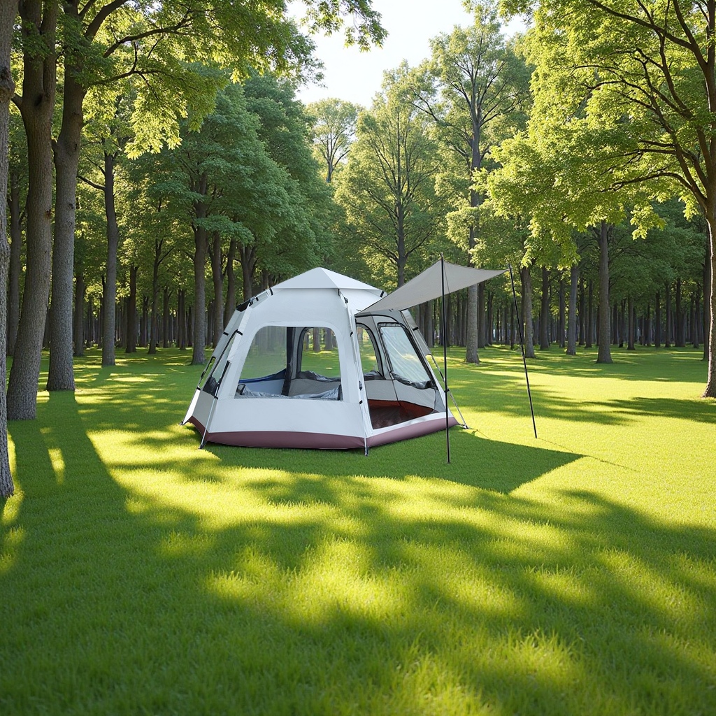 Outdoor fully automatic large-space tents for five to eight people, sun protection and rainproof family camping, hexagonal mountain camping supplies Item Picture