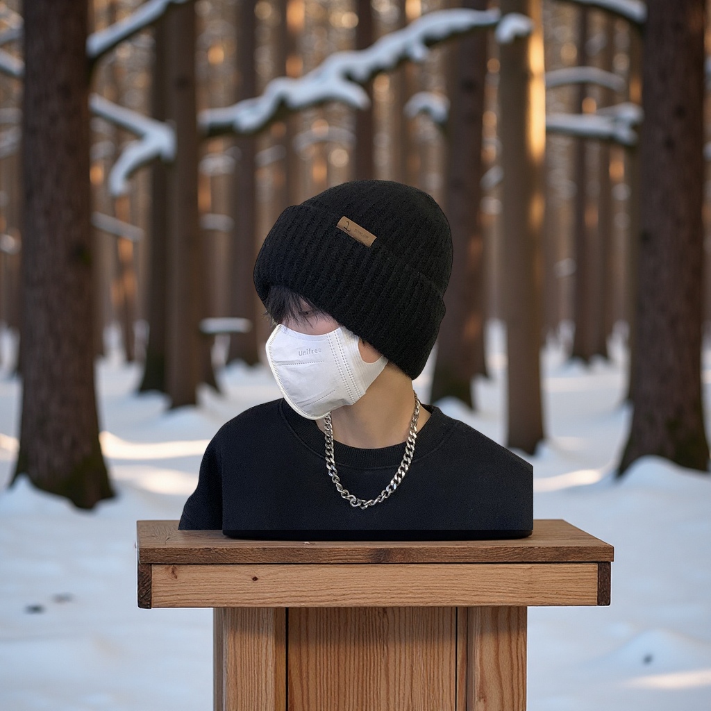 2025 New men's knitted woolen cap, winter thickened ear-protecting headscarf, warm cold hat, men's headscarf, clothing and accessories