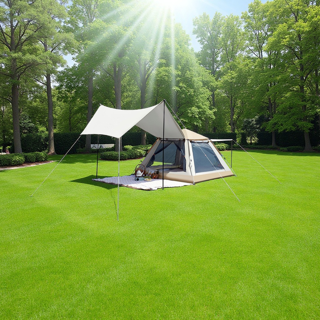 厂家批发二合一全自动折叠帐篷天幕户外野营防晒防风运动露营用品