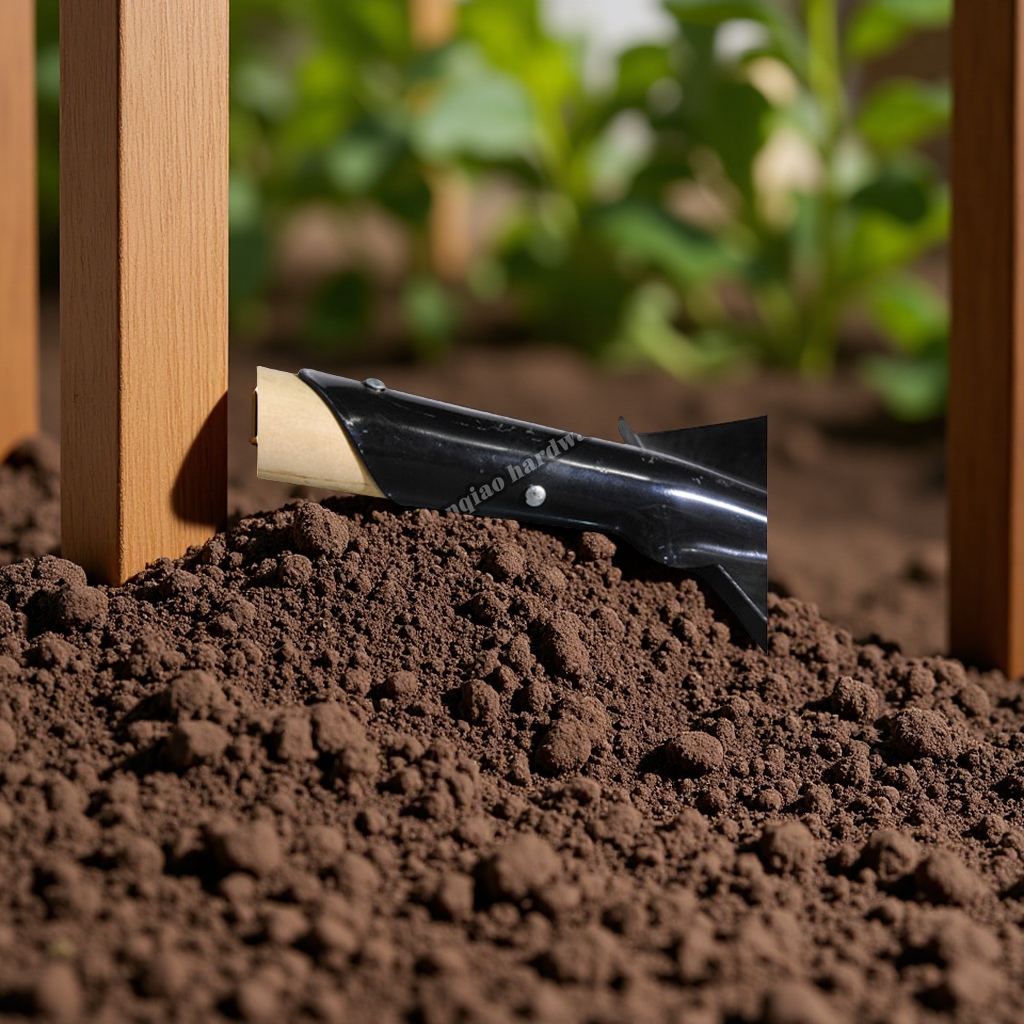 High-carbon steel agricultural digging shovel, garden tools, wooden-handled shovel, durable steel shovel, essential hardware tools for farmers details Picture
