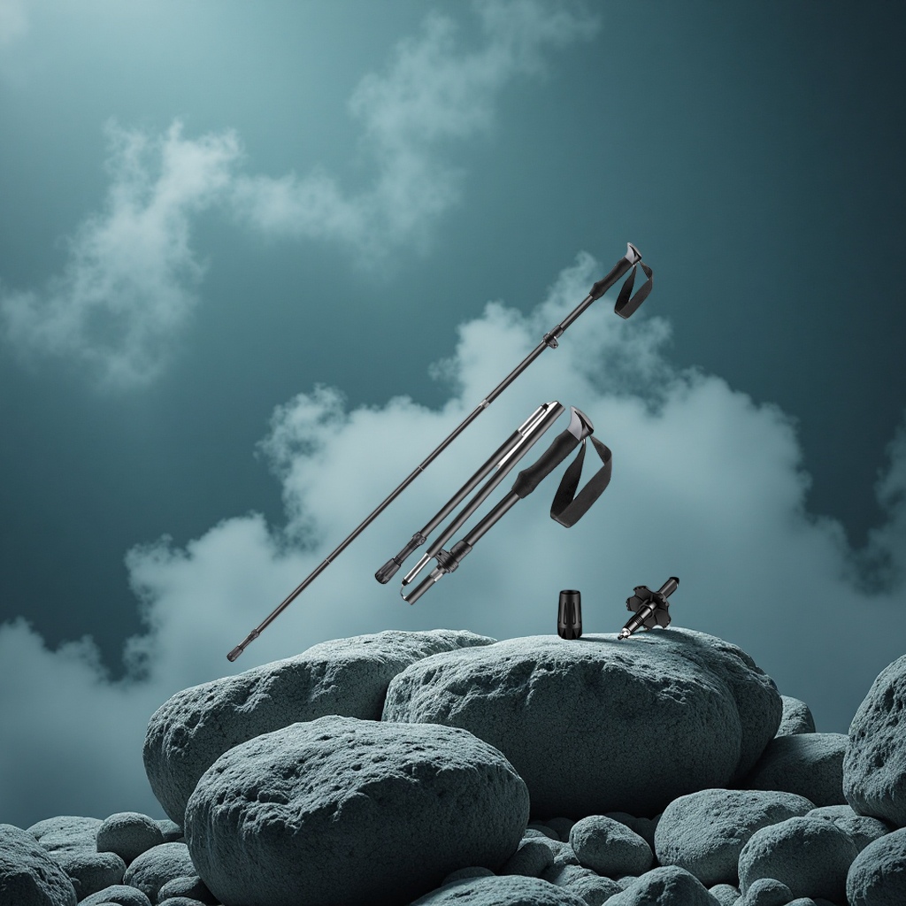 One-second quick-opening hiking stick, outdoor folding aluminum alloy professional hiking stick, essential for mountain climbing, multi-section telescopic and portable