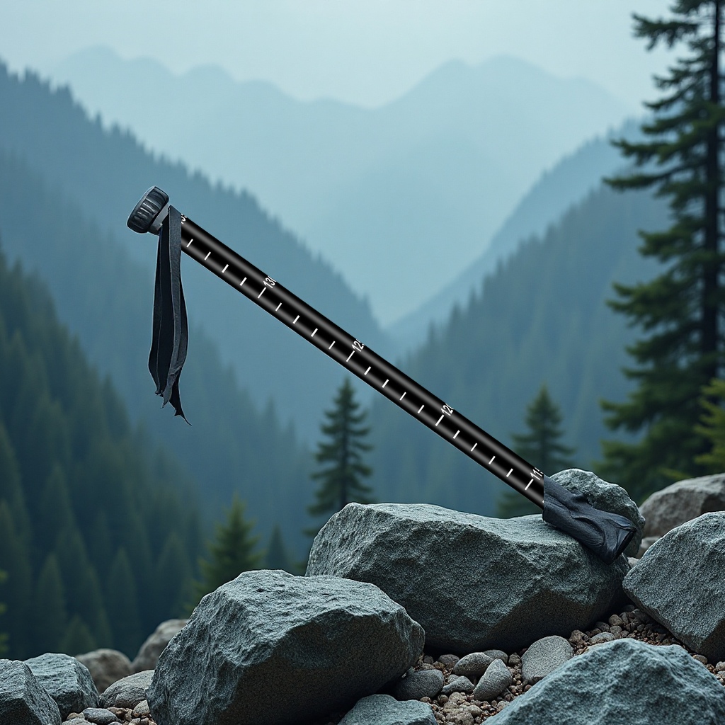 Customized carbon hiking poles, ultra-light, portable, multi-functional straight-handled alloy folding hiking and skiing poles, sports outdoor mountain camping products details Picture