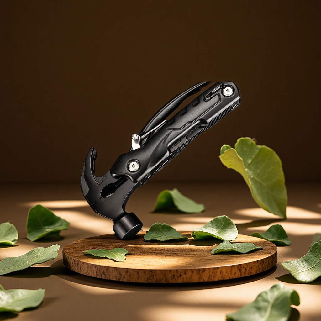 Wholesale multi-functional outdoor hammer combination tools, camping sheep horn small hammers, high-carbon steel household car window-breaking hammers, hardware knives, folding knives