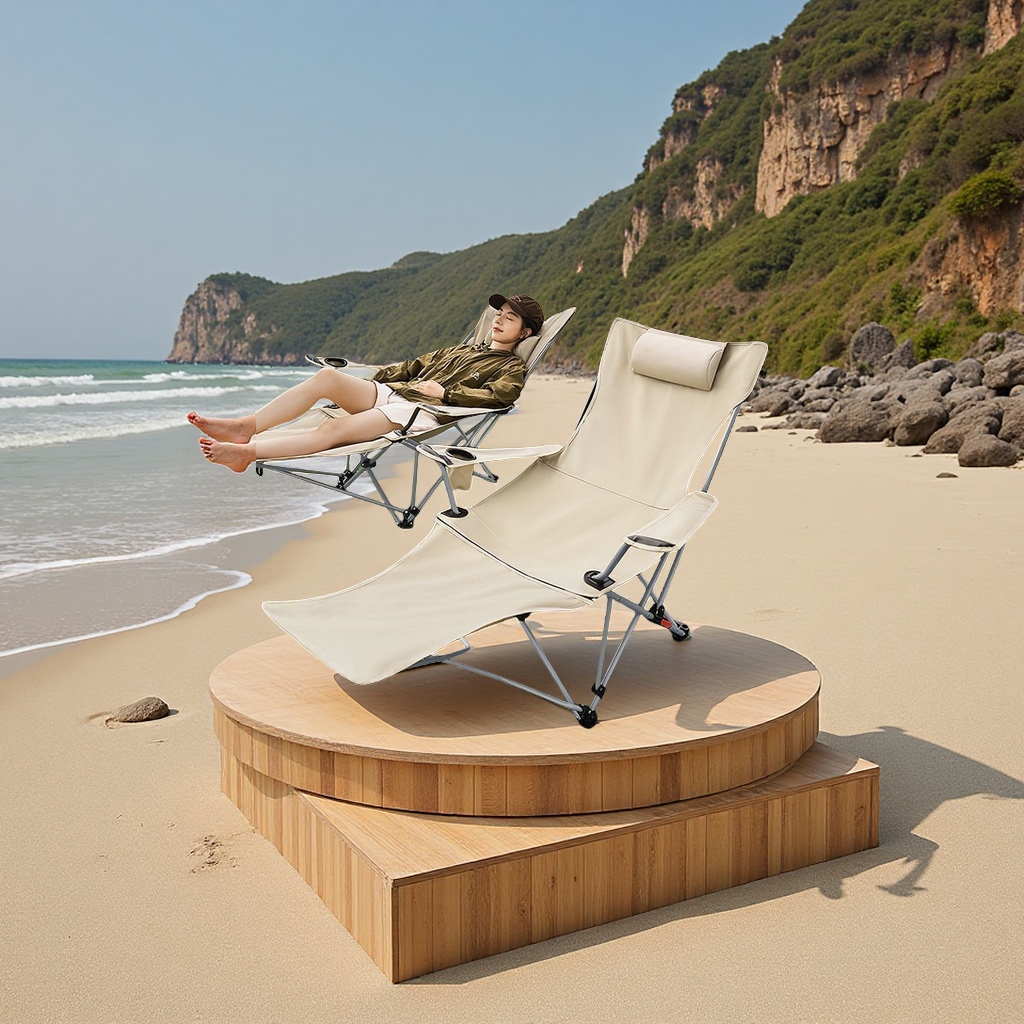 Outdoor portable folding chair, high moon chair, adjustable camping, beach fishing, picnic stool, lightweight lounge chair, simple home decoration furniture Specification image