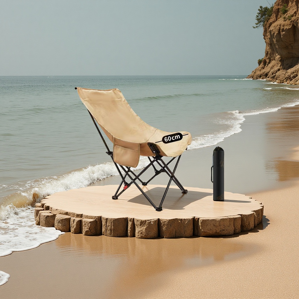 Moon Chair, outdoor folding beach chair, three-speed adjustable portable camping picnic, high-back sketching, leisure rocking chair Item Picture