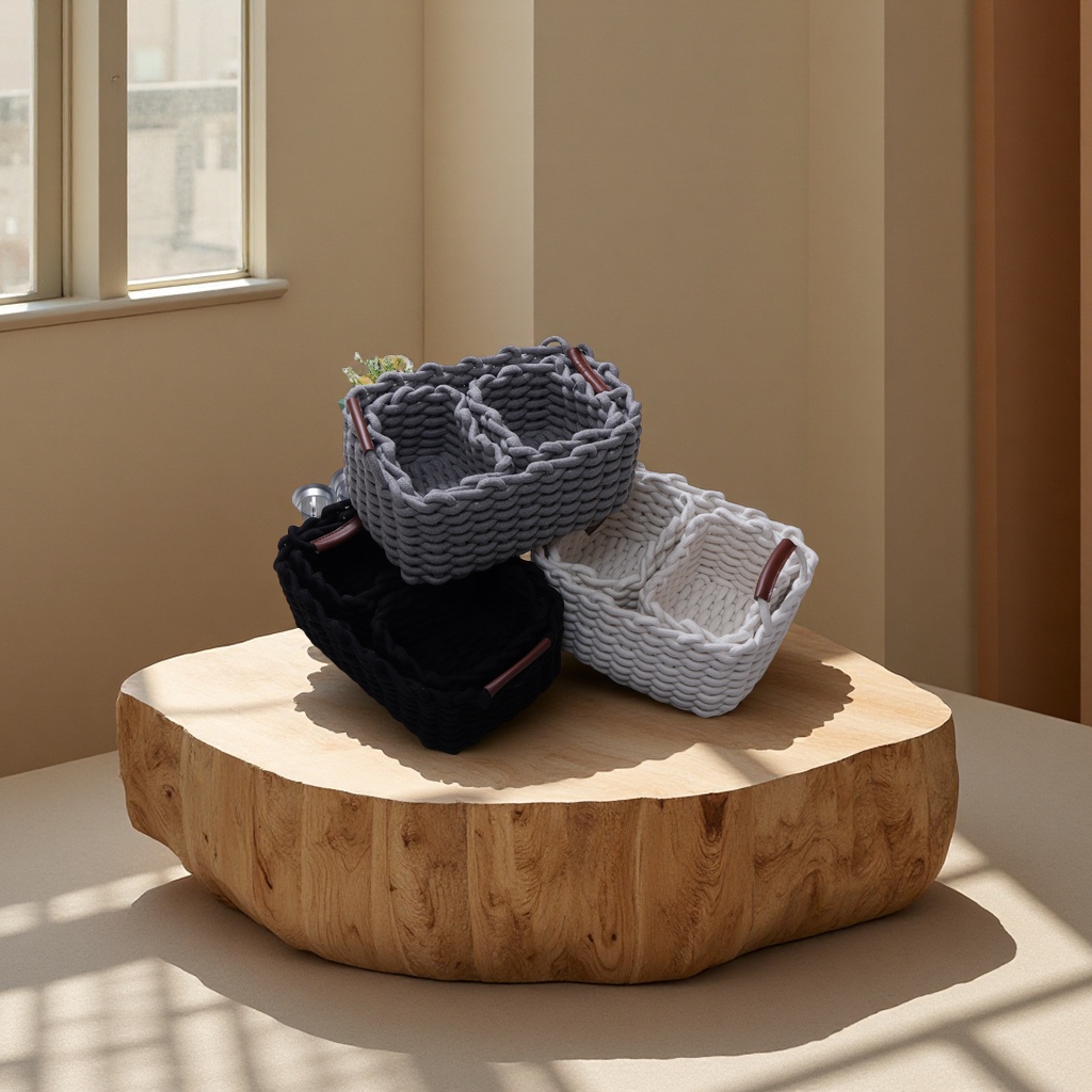 严选手工棉绳编织收纳篮多功能整理筐简约零食玩具收纳箱民间工艺品竹编工艺品礼品跨境热销详情图2