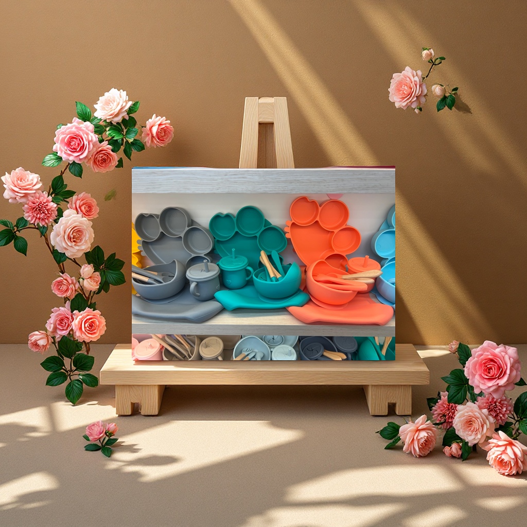 硅胶餐盘套装儿童婴儿防漏耐热厨房餐具安全便携多用途组合