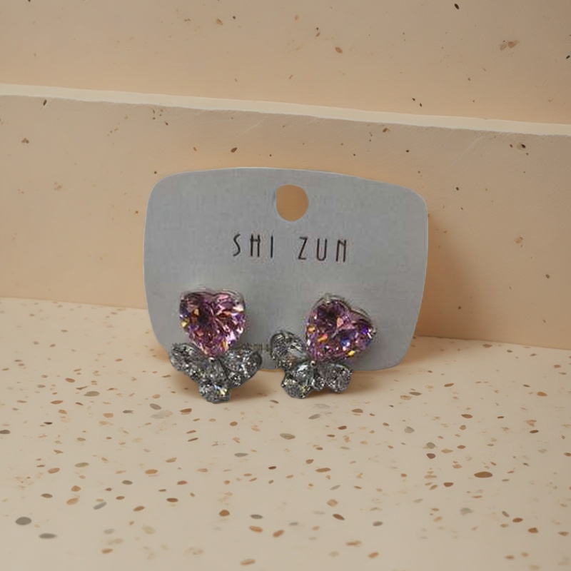 爱心形锆石耳钉水滴耳坠女时尚轻奢高级感配饰品超闪图