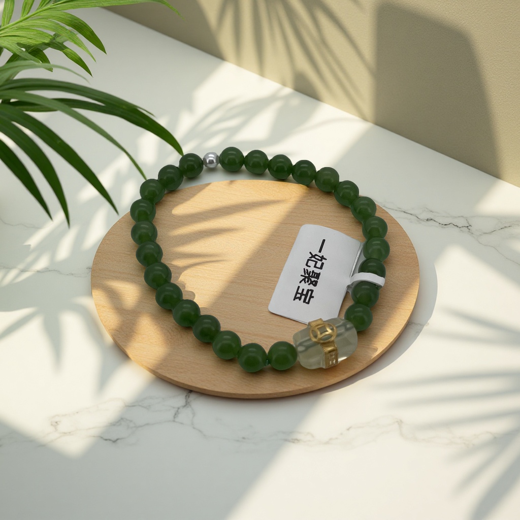 手串天然玉石女款和田玉碧玉手串珠宝细节图