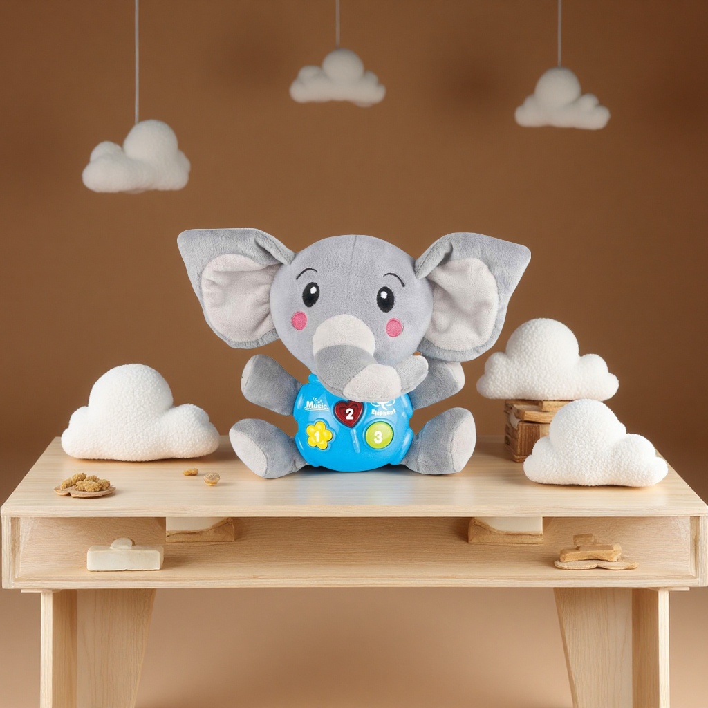 Electric audio-visual music baby comfort plush toy doll, enlightenment doll, soft and cute baby gift details Picture