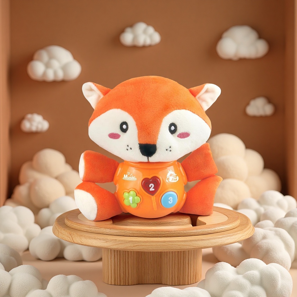 Electric audio-visual music baby comfort plush toy doll, enlightenment doll, soft and cute baby gift Item Picture