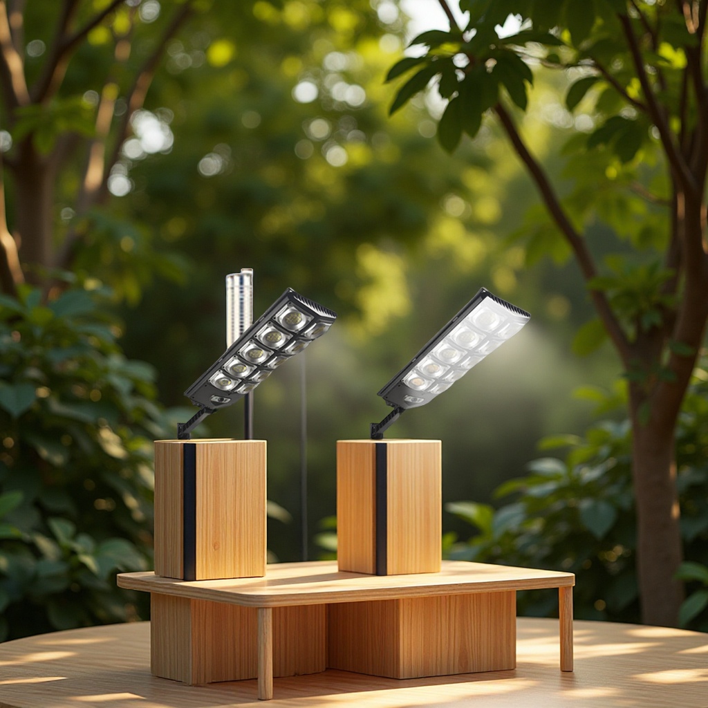 Integrated sensor courtyard lamp, night market outdoor lighting lamp, solar double-row small street lamp, new type of lighting equipment for new rural areas details Picture
