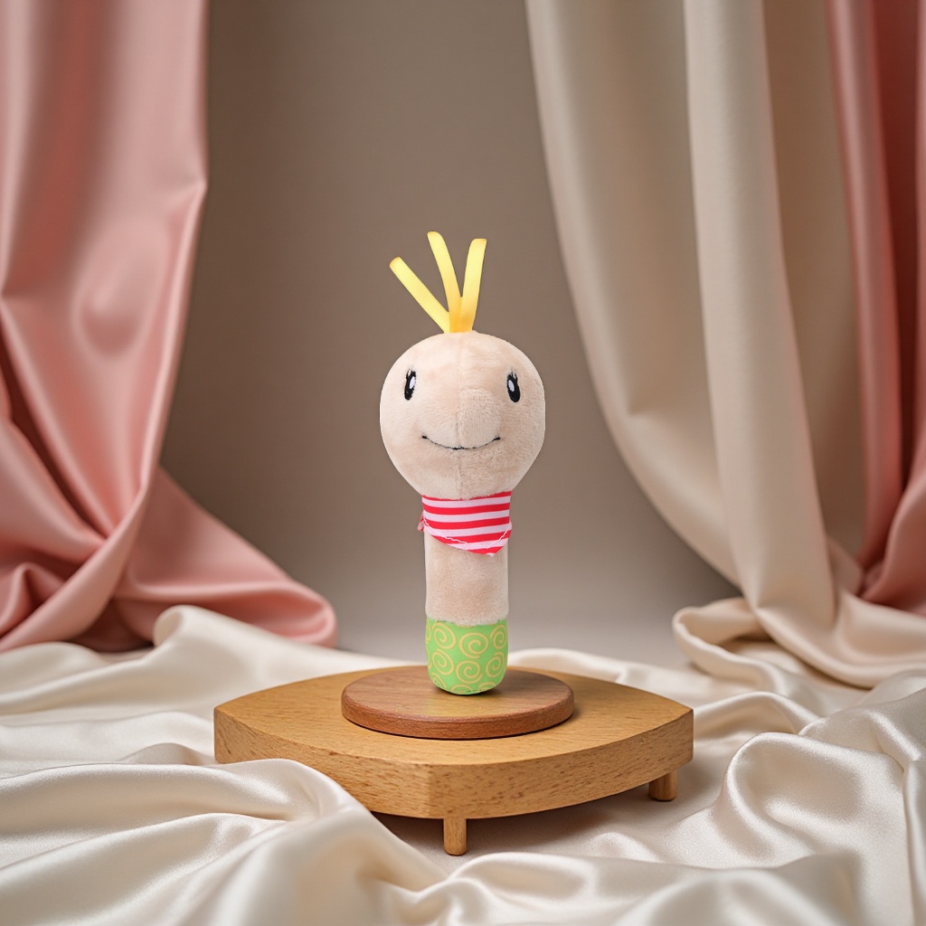 BBSKY cute baby cartoon animal hand-cranked stick plush fabric doll toys are suitable for early education and enlightenment children's gifts for babies Item Picture