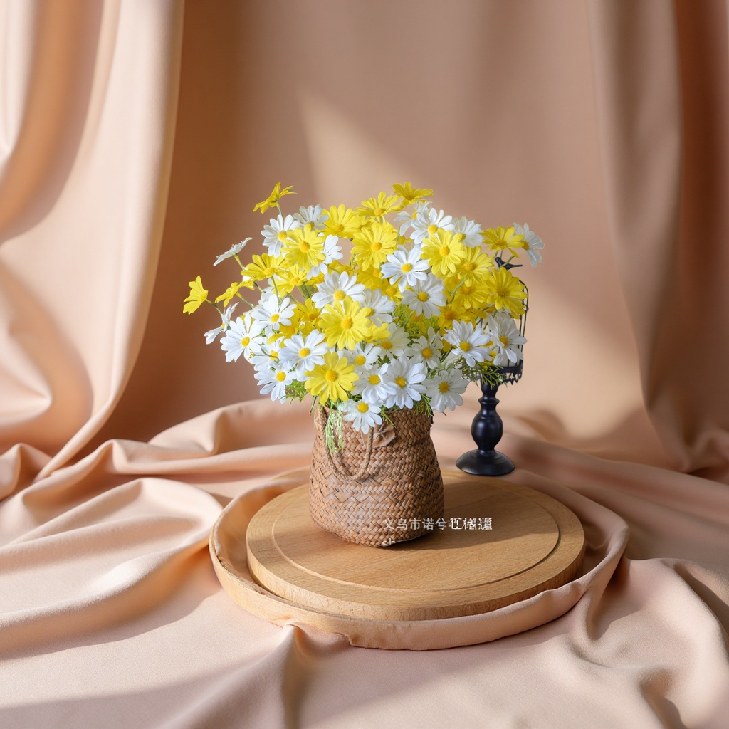 五头小雏菊洋甘菊波斯菊荷兰菊仿真花束野菊婚庆家居装饰摆件绢花产品图