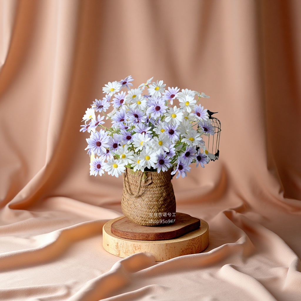 五头小雏菊洋甘菊波斯菊荷兰菊仿真花束野菊婚庆家居装饰摆件绢花细节图