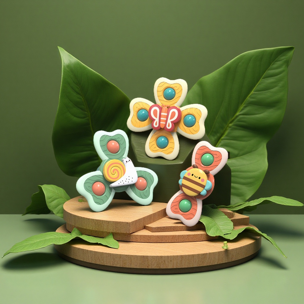 Insect and animal suction Cup Spinning Fun Baby Cartoon fidget Spinner Baby toy Suction Cup Spinning Wheel Puzzle Finger game