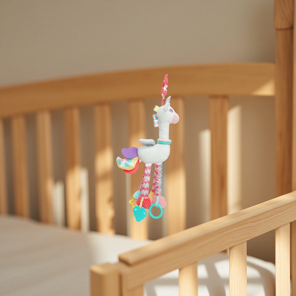 Sozzy Unicorn Fleece Soothing Toy Baby lathe pendant, 0-1 year old baby fabric doll pendant, children's toy Item Picture