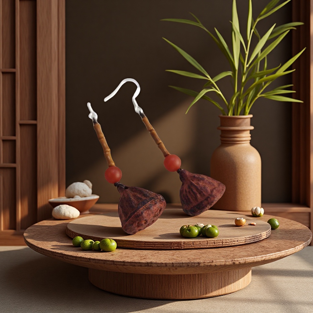 DIY handcrafted beads made of sandalwood lotus pods, olives and bamboo joints