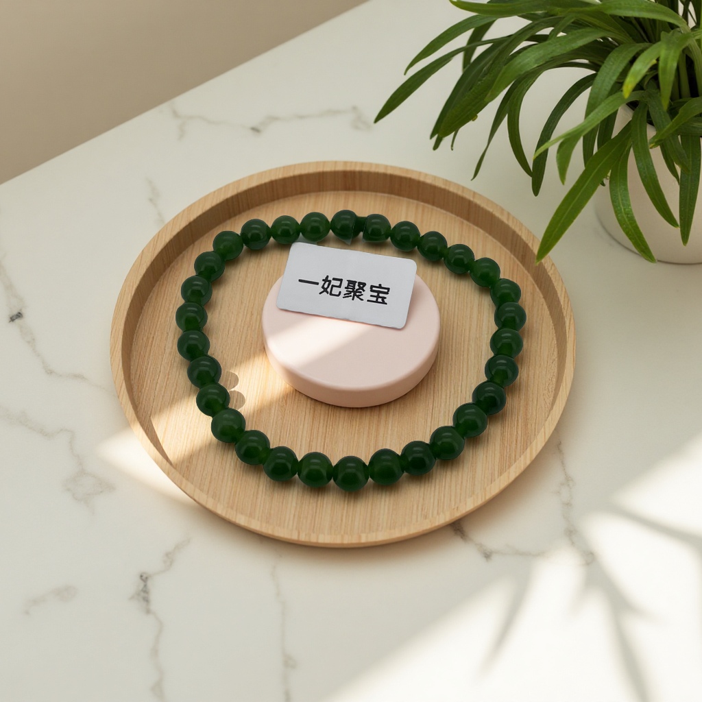 手串 时尚简约银饰和田玉碧玉手串手饰女韩版潮流百搭手饰品手工手串