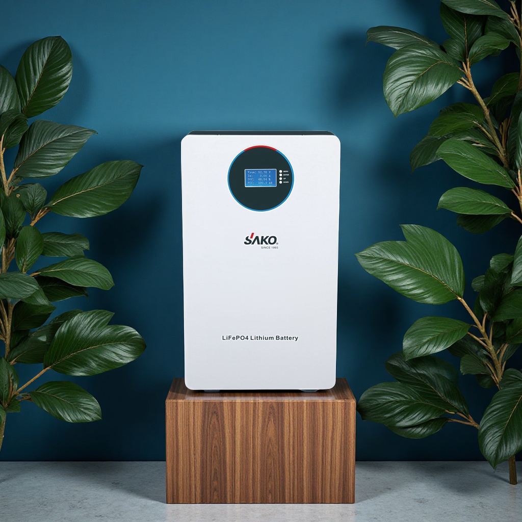 Batería de almacenamiento de energía montada en la pared SAKO gran capacidad 5KWH51.2V para el hogar solar batería de fosfato de hierro de litio batería de litio eléctrica eléctrica electricista
