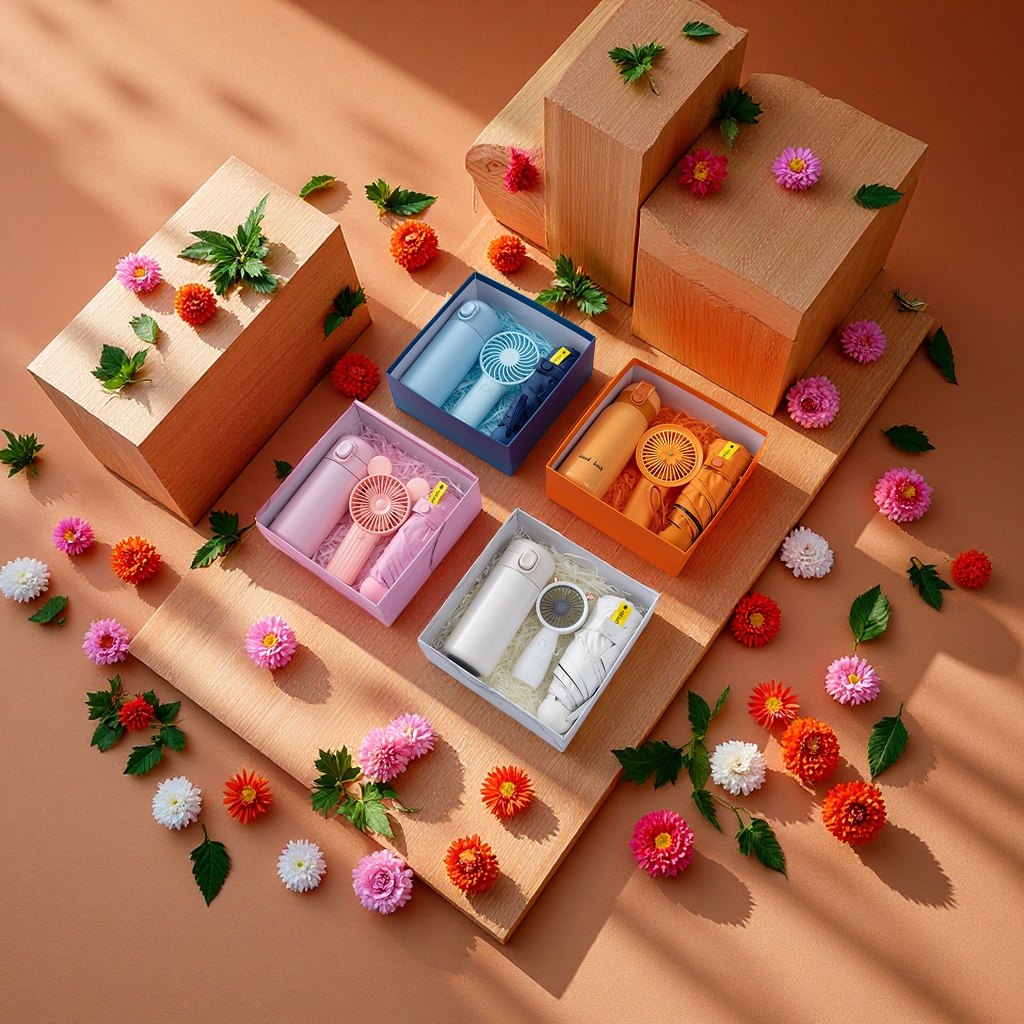 Creative summer gift sets, bank school graduation souvenirs, umbrellas, fans, cups, casual gift boxes, household daily necessities Application Scenario