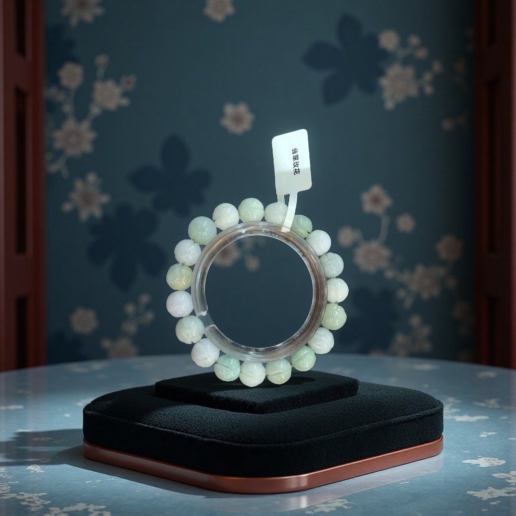 翡翠手链天然玉石玉器饰品时尚优雅手串女士手饰礼物送女友翡翠玫花