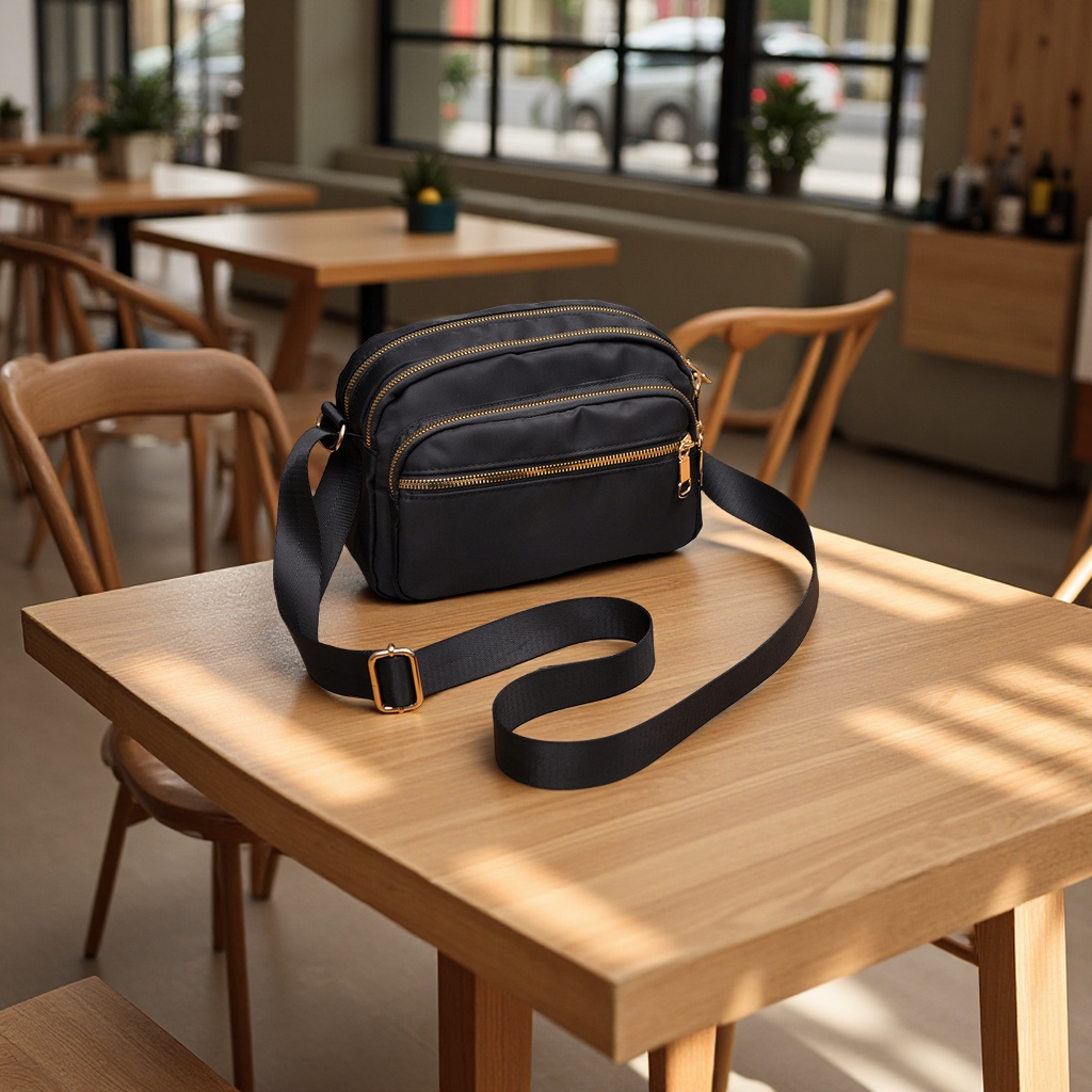 多层拉链防水尼龙斜挎包女休闲小方包轻便耐磨收钱包男士商务包皮具