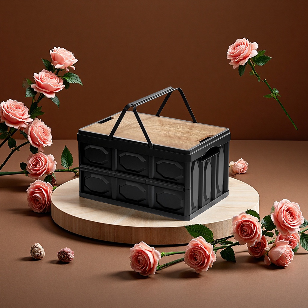 Outdoor portable folding storage box, multi-functional travel storage box, lightweight and durable outdoor camping supplies storage box