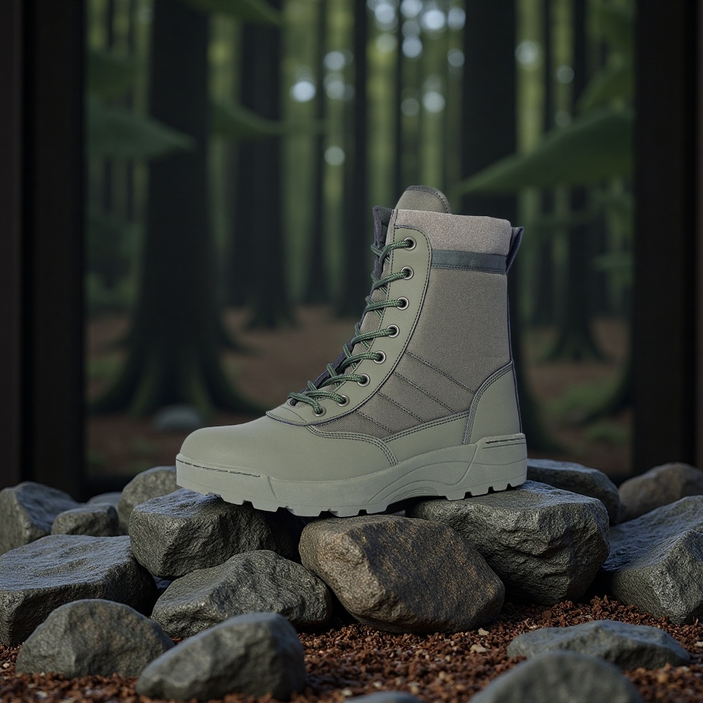 Men's boot manufacturer supplies high-top tactical boots, outdoor combat anti-kick and anti-collision hiking shoes, men's and women's universal sports military boots, military boots, men's outdoor tactical uniforms, military boots Specification image