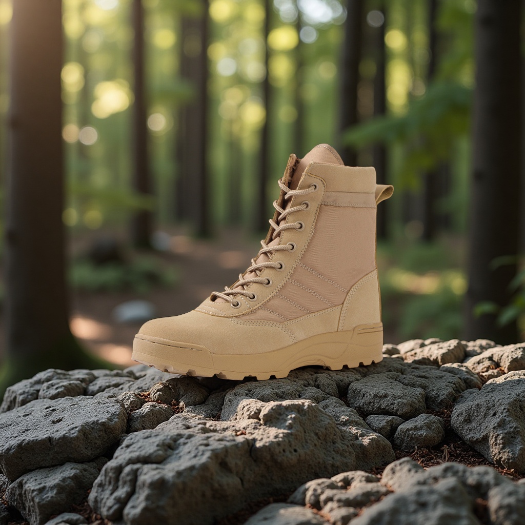 Men's boot manufacturer supplies high-top tactical boots, outdoor combat anti-kick and anti-collision hiking shoes, men's and women's universal sports military boots, military boots, men's outdoor tactical uniforms, military boots Item Picture