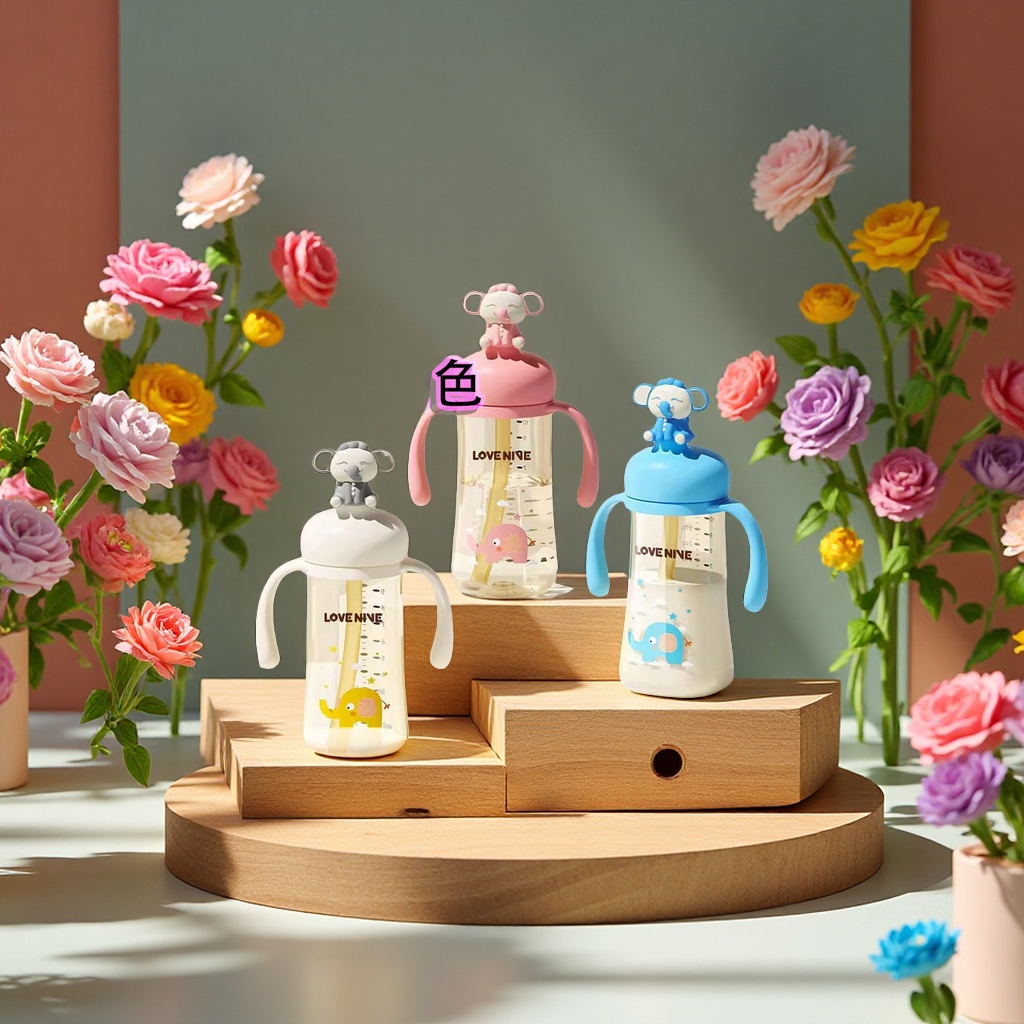 宝宝PPSU奶瓶三用吸管杯一岁以上儿童萌宠便携学饮杯母婴用品