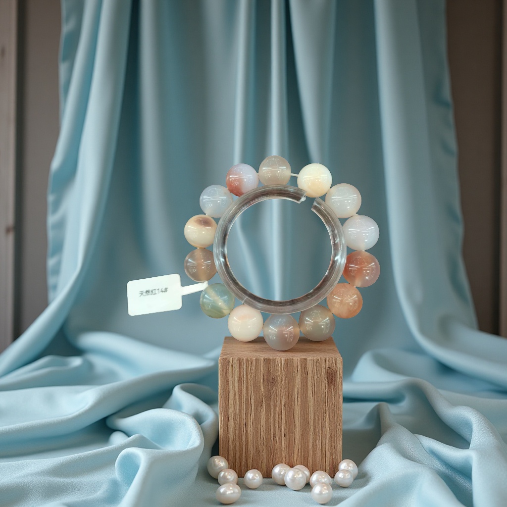 女款不规则百搭手链手镯金色手饰潮流碧玺手串男女通用时尚简约设计天然红8#石英石