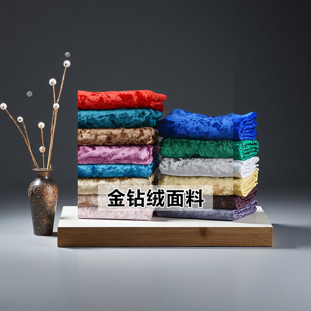 金钻绒面料现货供应弹力钻石绒冰花绒批发纺织辅料烫图烫钻皮革服装配件
