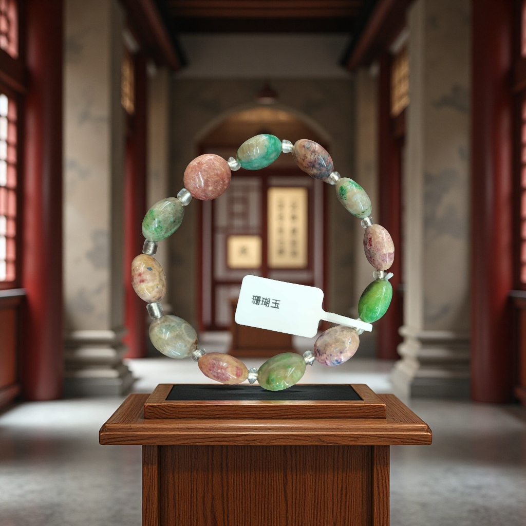 珊瑚玉手串天然玉石手链男女款简约时尚手饰手工编织礼品送礼品