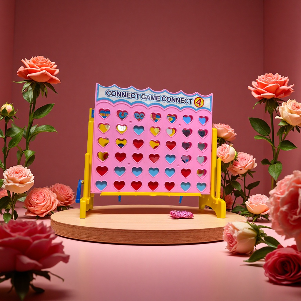 Connect 4四子棋桌游粉黄心形棋盘双人策略休闲益智家庭娱乐适合全年龄产品图