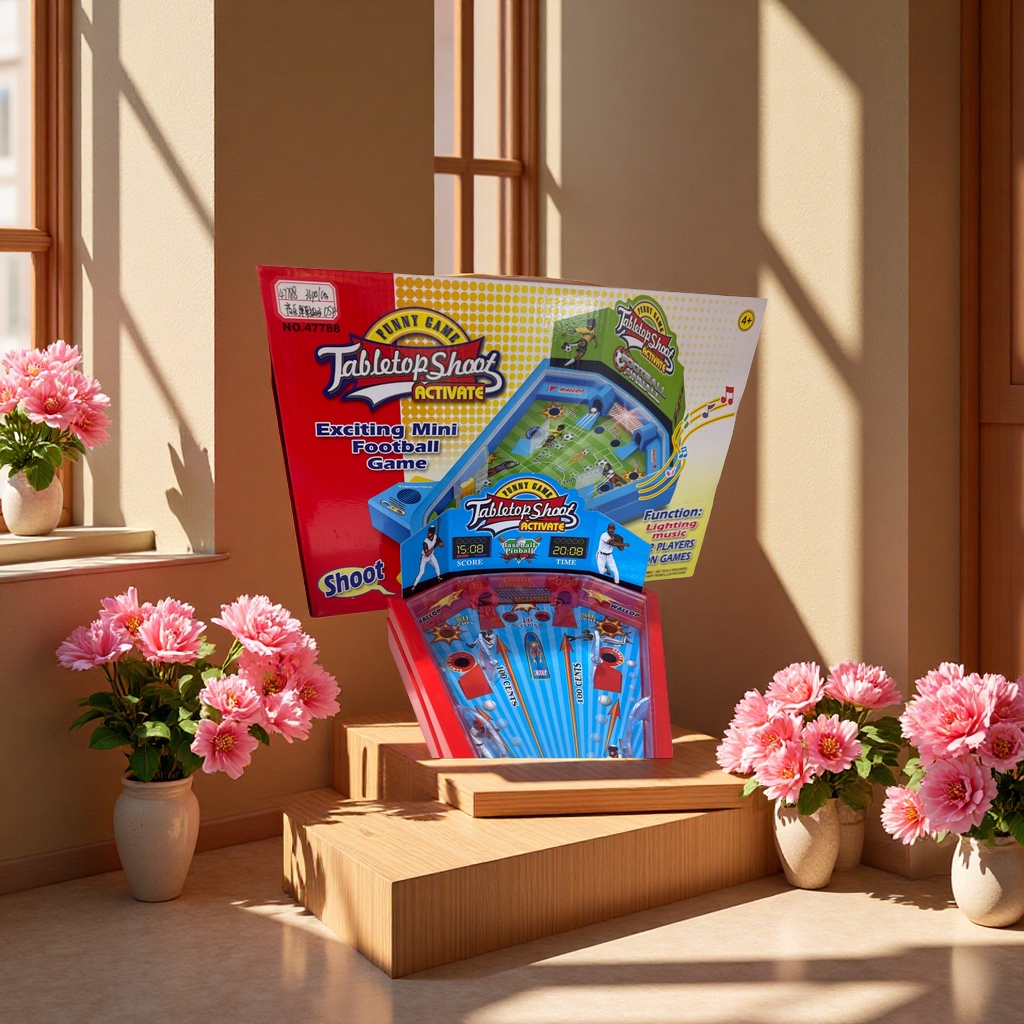 Tabletop Shoot系列桌面游戏棒球弹珠台迷你足球互动玩具适合4岁以上1-2人娱乐带灯光音乐计分功能