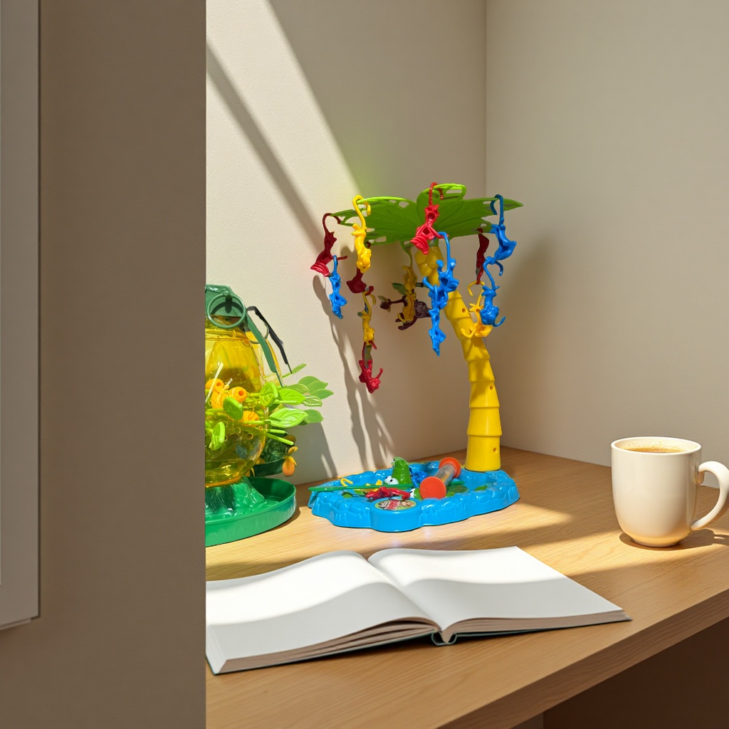 Wow Game猴子挂树桌游4岁以上彩色模型树桩吊钩家庭互动策略趣味游戏细节图