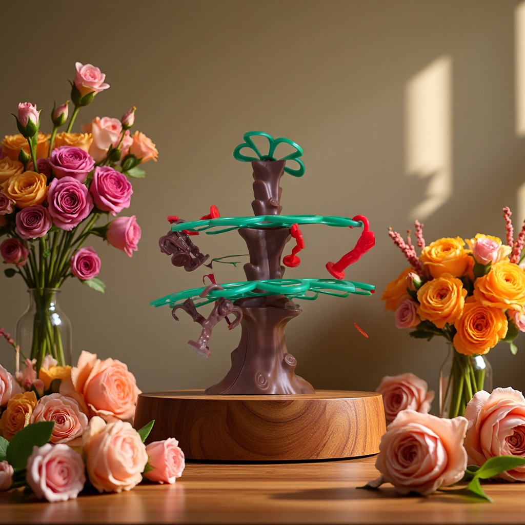 Monkey Activate猴子挂树桌游棕色树桩绿色环弹射模型家庭休闲竞技趣味手眼协调玩具产品图