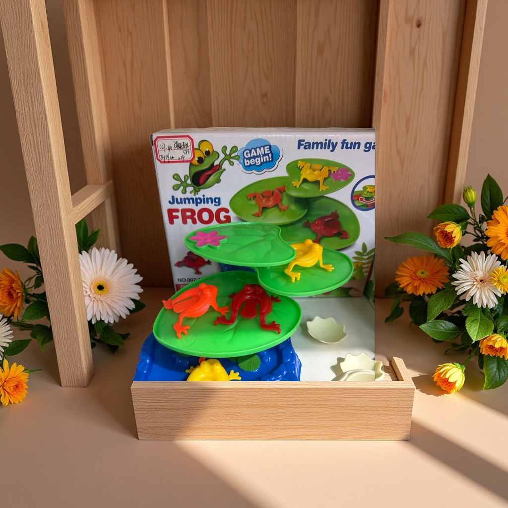 Jumping FROG青蛙跳桌游荷叶场景多色青蛙模型家庭趣味互动策略游戏休闲娱乐亲子玩具细节图