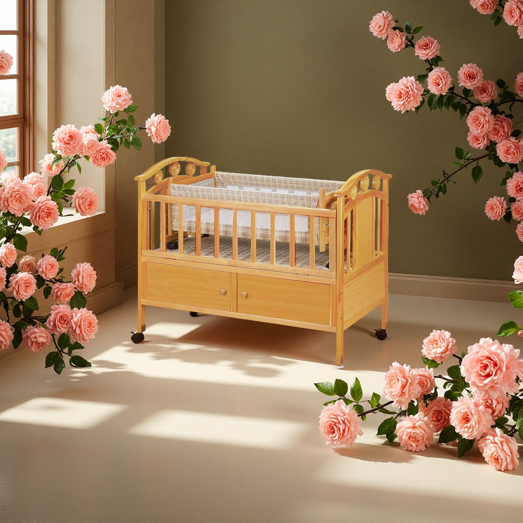 婴儿木床实木宝宝床婴儿床婴儿床婴儿摇床儿童床宝宝床带护栏环保材质耐用安全舒适简约风格